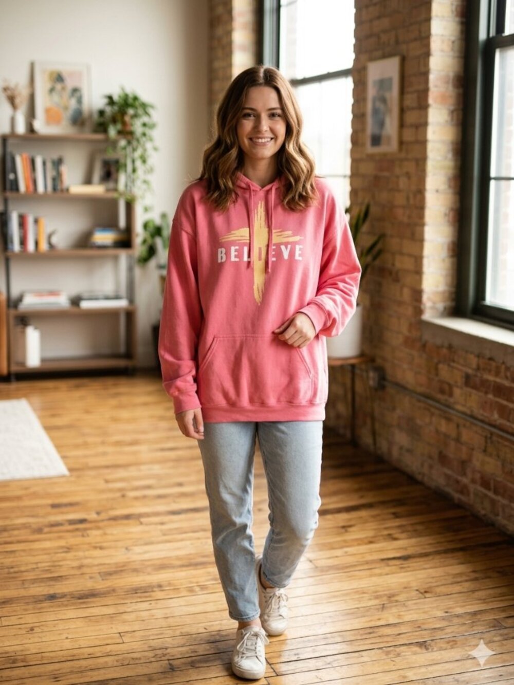 Believe Christian Cross Vintage Women Oversized Hoodie